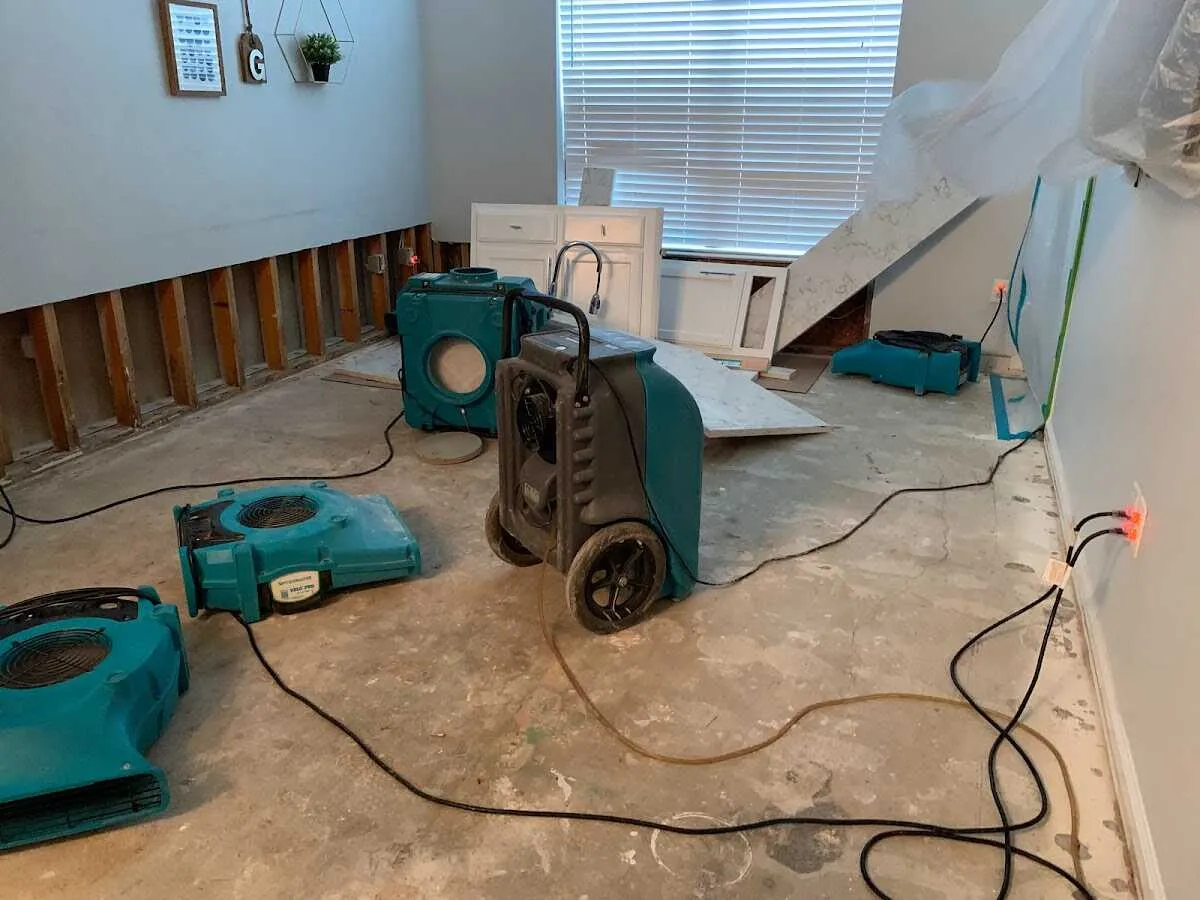 Dehumidifier in flood-cut room for Water Extraction & Removal in Everman